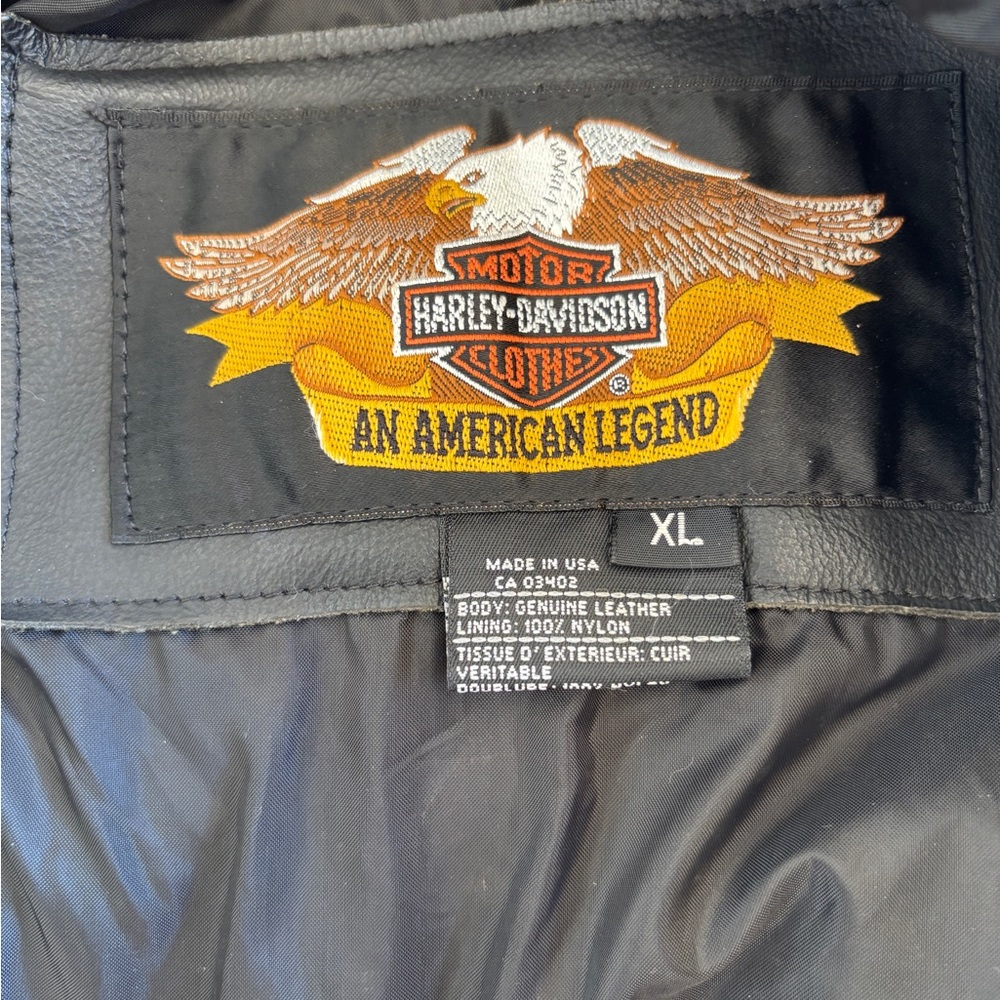 Harley Davidson men’s XL Black Leather Biker Jacket - Picture 2 of 6